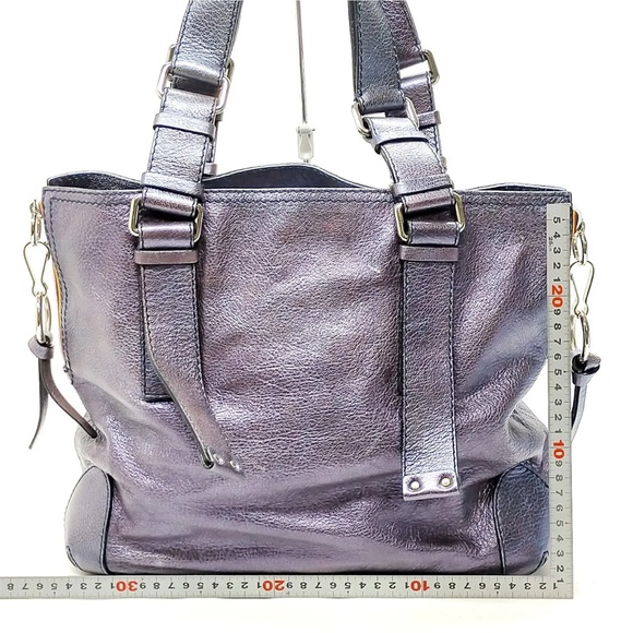 RARE Iridescent CHLOE PURPLE Tote Shoulder Bag LEATHER Large FABULOUS STUDS - Picture 2 of 10